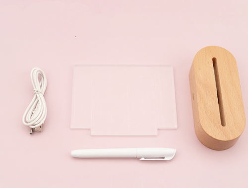 Svítící akrylová nástěnka s dřevěným podstavcem